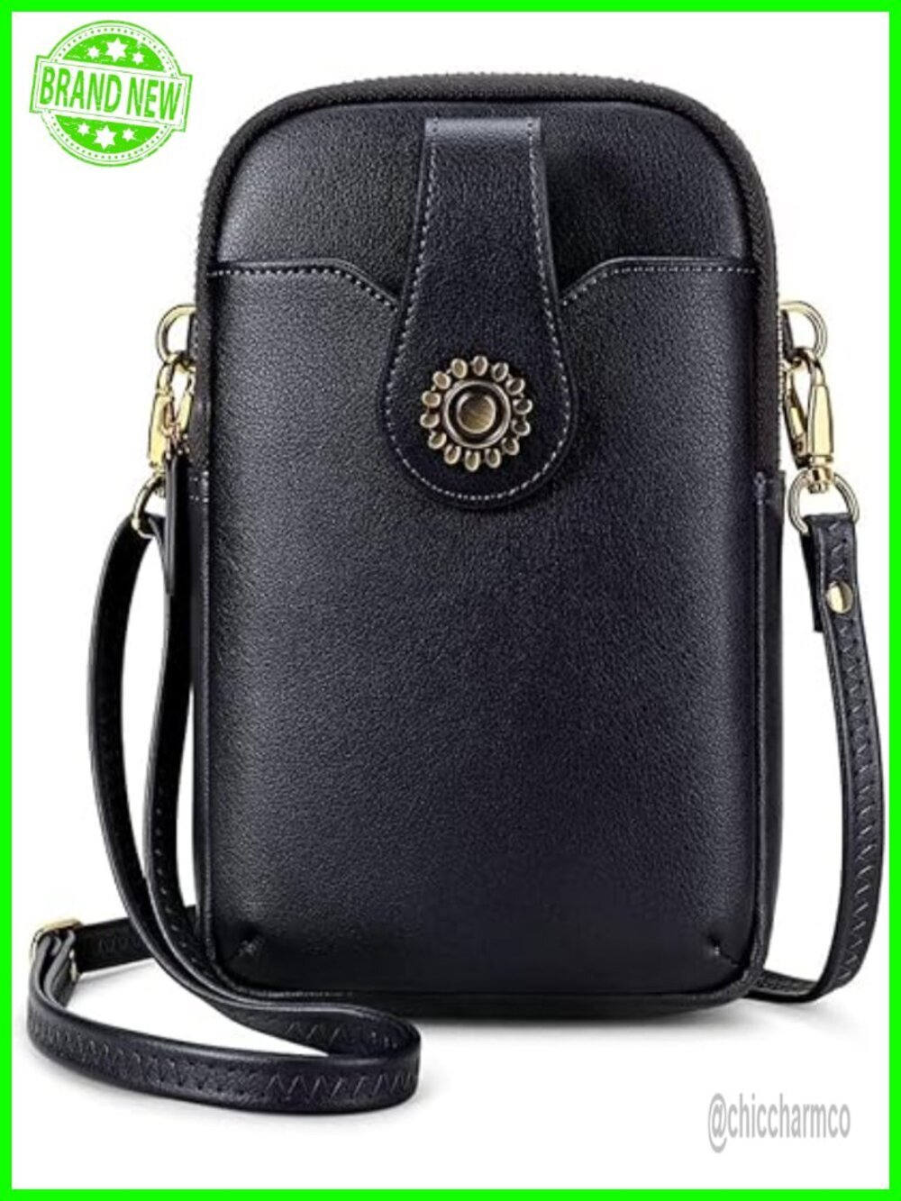 Vegan Leather Small Crossbody Bag with RFID, Travel Cell Phone Purse